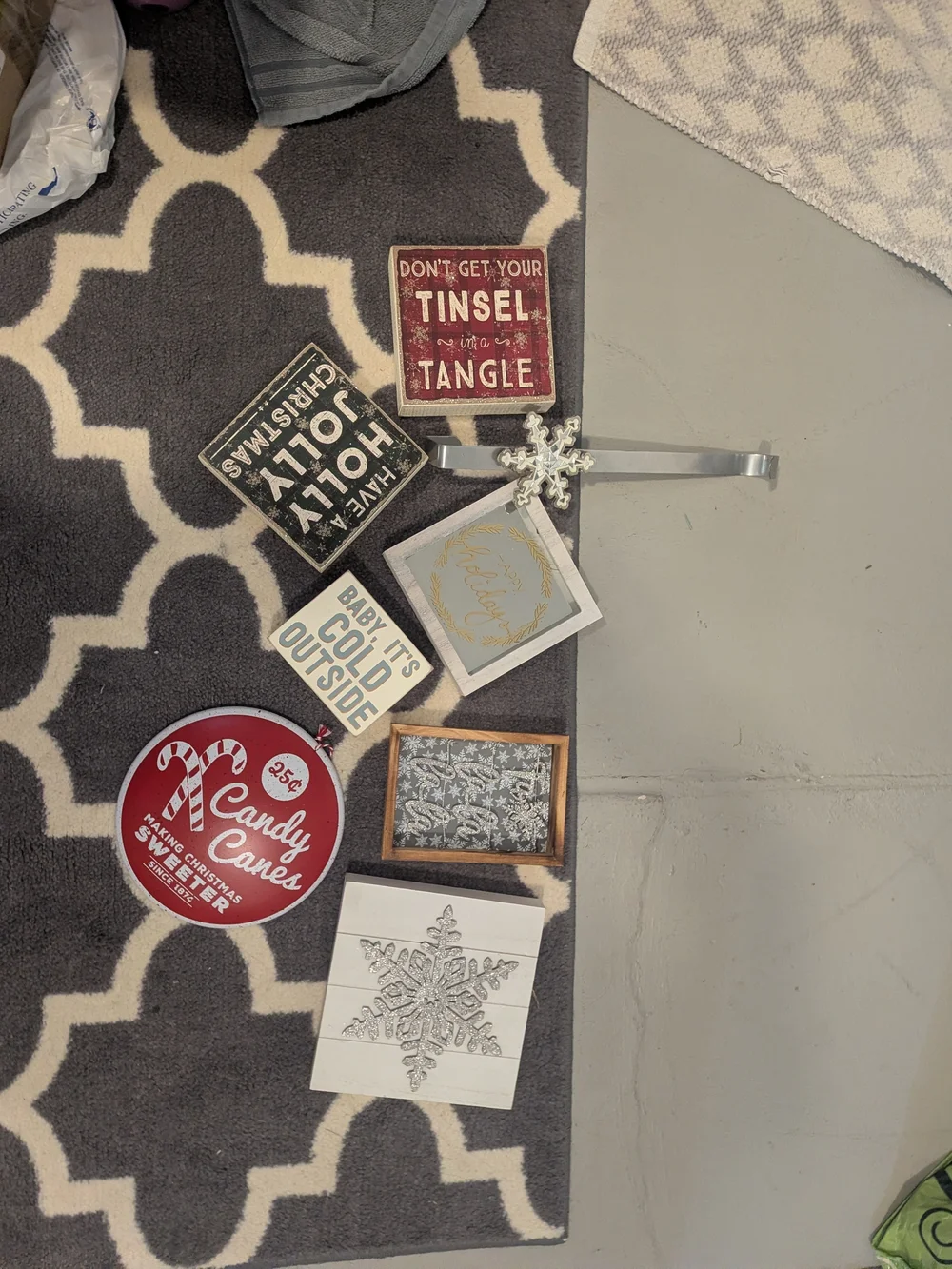 Assorted Holiday Wall Signs - Red, White, Gray, Black